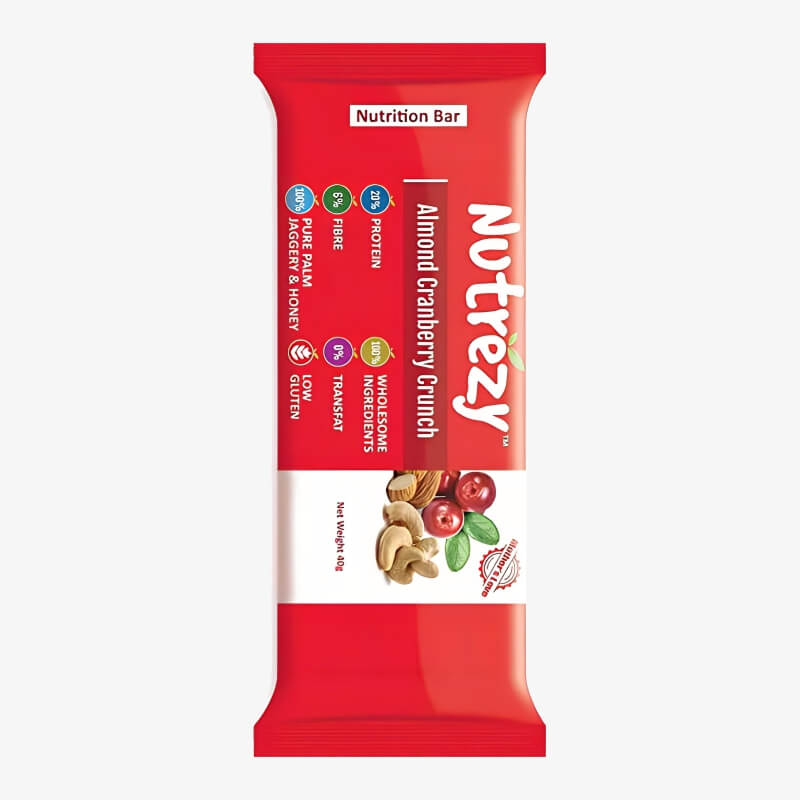 Nutrezy Almond Cranberry Crunch Bar Pack Of 6 240Gm