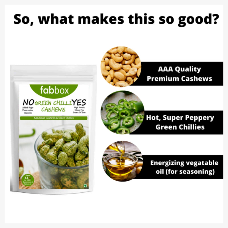 FabBox Green Chilli Cashews 140 Gm