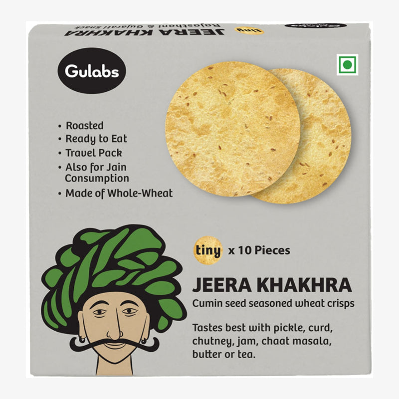 Gulabs Tiny Jeera Khakhra (Pack of 10) 10 pieces per pack