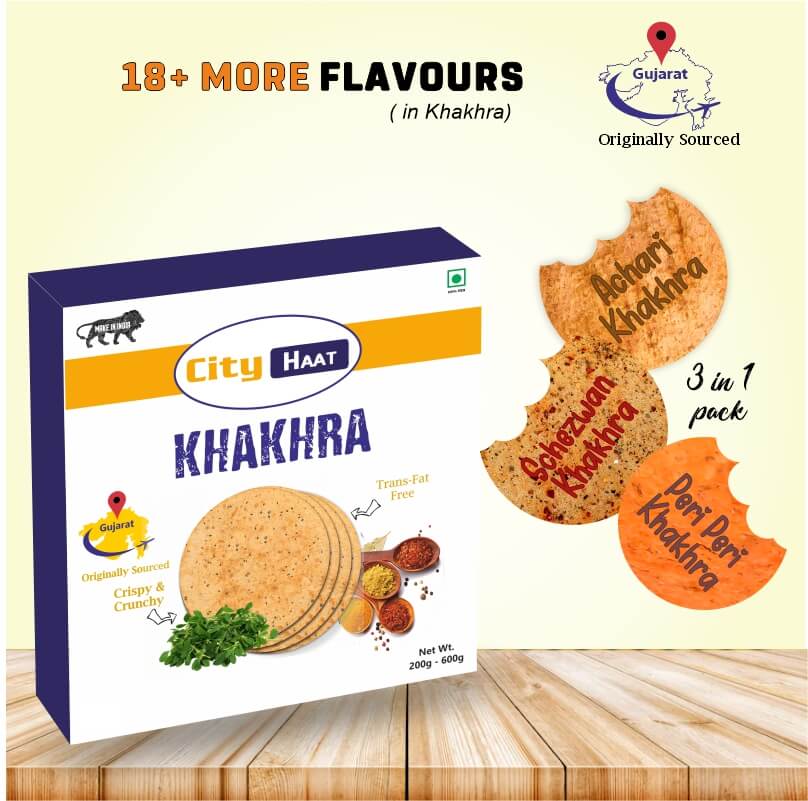 Chinese Khakhra Combo 3* 200Gm In 1 Pack  ( Peri Peri, Achari, Schezwan )