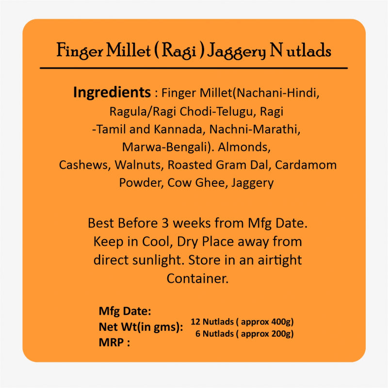 Motia's Nutlads Home Made Traditional Finger Millet(Ragi) Laddu-Jaggery