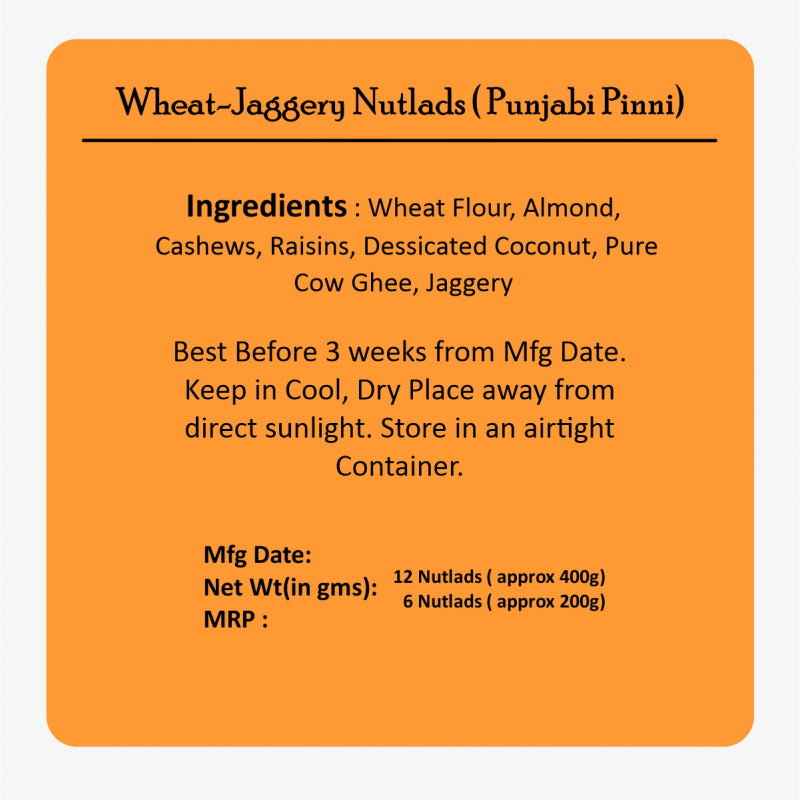 Motia's Nutlads Home Made Traditional Wheat Laddu (Punjabi Pinni)-Jaggery