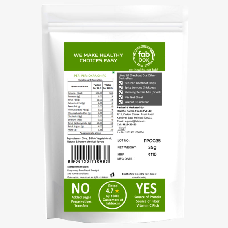 FabBox Peri Peri Okra Chips 70 Gm