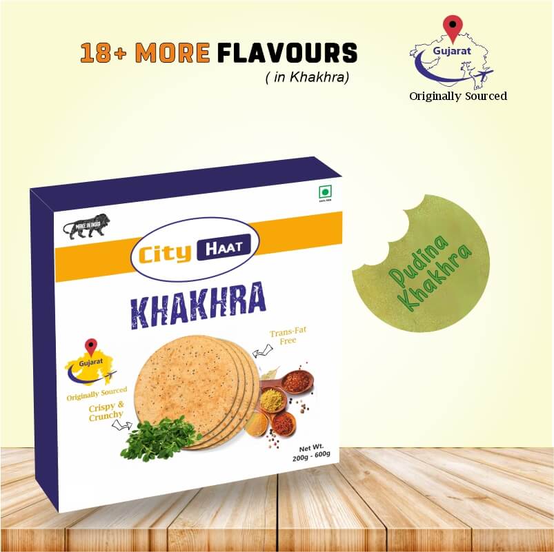 Pudina Khakhra   (Pack Of 3*200Gm)