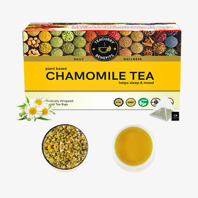 Teacurry Chamomile Tea (1 Month Pack | 30 Tea Bags) - Helps With Sleep, Sugar Levels And Relaxation