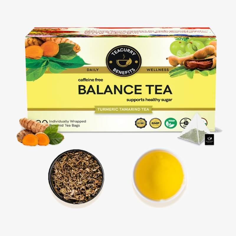 Teacurry Diabetes Support Tea (1 Month Pack | 30 Tea Bags) - Balance Tea With Diet Chart To Help With Sugar Levels