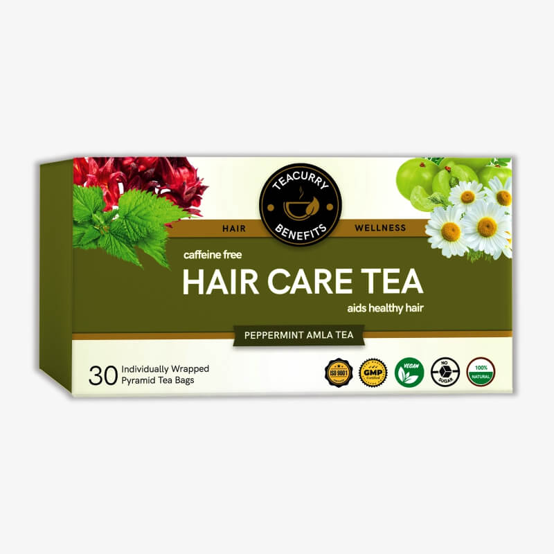 Teacurry Hair Care Tea (1 Month Pack | 30 Tea Bags) - Helps With Hair Growth, Shine, Repair & Strength