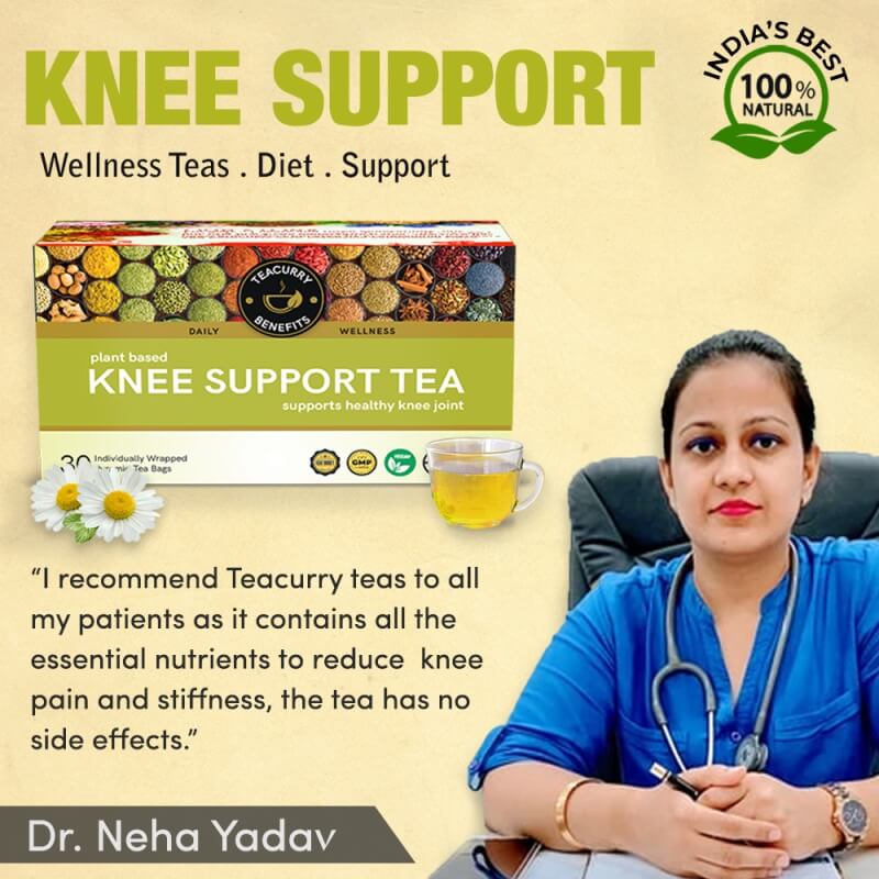 Teacurry Knee Support Tea (1 Month Pack | 30 Tea Bags) - Helps With Knee Pain, Osteoporosis, Strong Bones - Tea For Bones