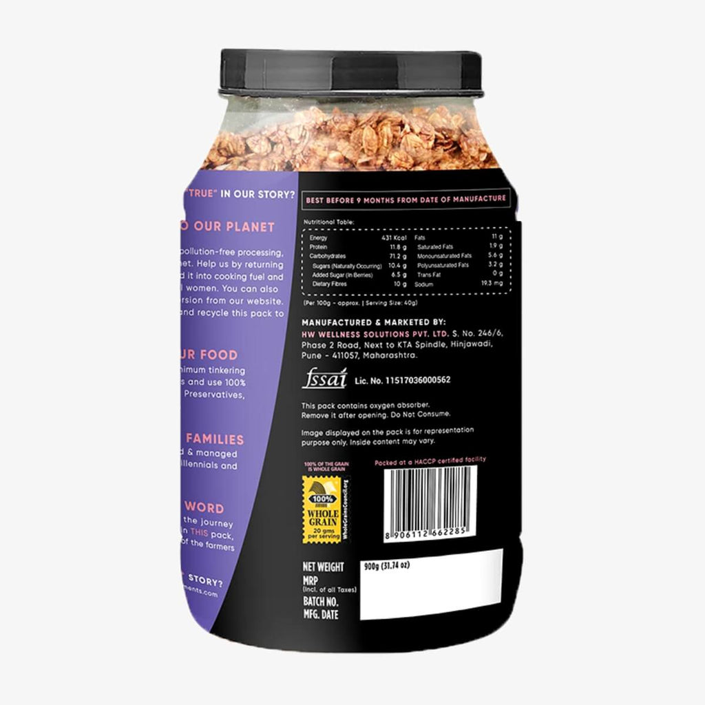 True Elements Baked Granola: Almonds and Dark Chocolate 900Gm